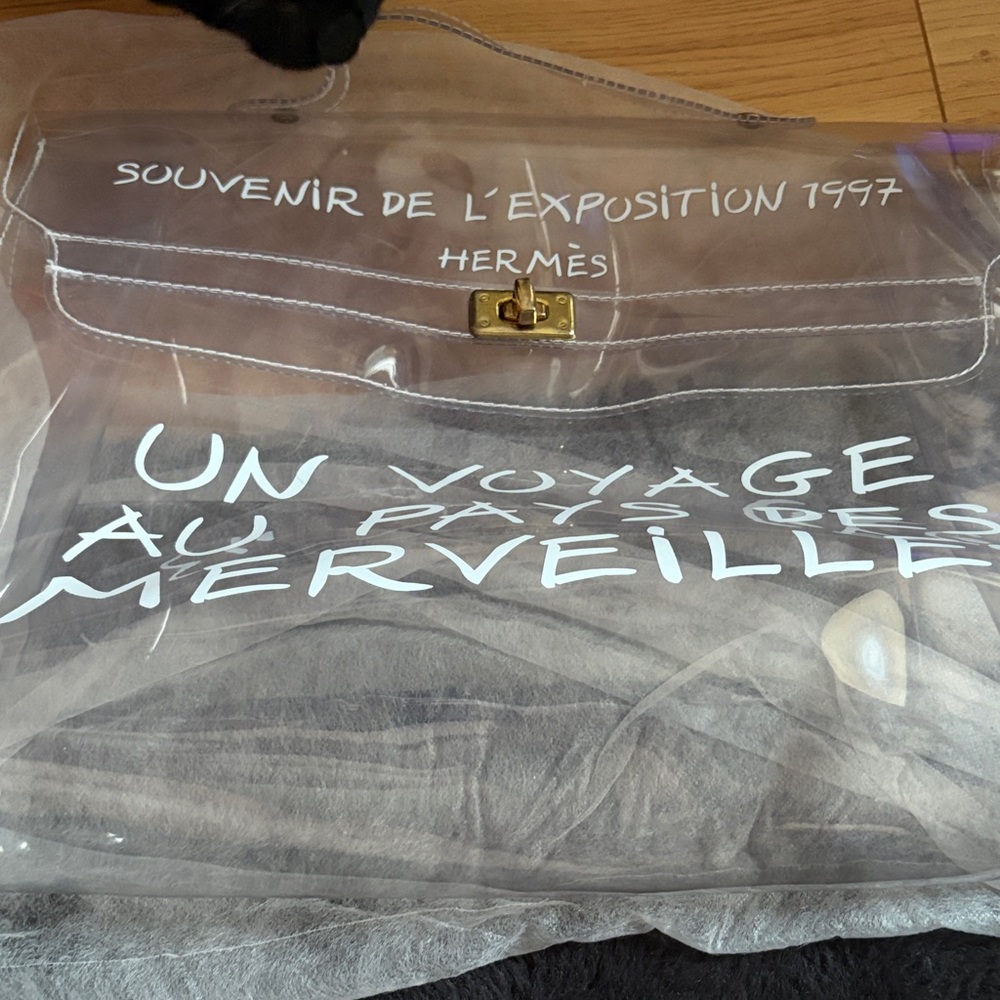 Hermès Clear Souvenir Tote Bag with White Script